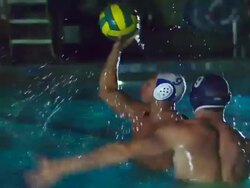 MS PAN R/F SLO MO View of waterpolo game / Riverside, California, United States Stock Footage