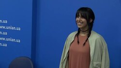 The Eurovision Song Contest winner Jamala press conference in Kiev Stock Footage