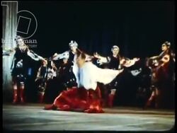 Traditional folk dancing on stage in Ukraine, 1970s Stock Footage