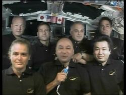Interview with Shuttle crew and update on mission News Clip