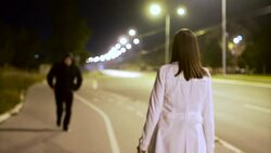 Robber stealing businesswoman bag in the street Stock Footage