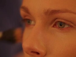 Make-up artist at work Stock Footage