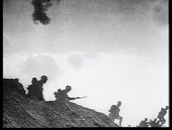 WWI Troops advancing out of trenches Stock Footage