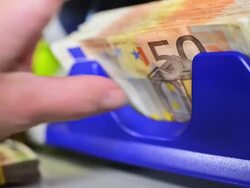 Banknote counting Stock Footage