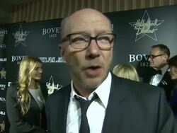 INTERVIEW - Paul Haggis on the event, and on the competition at the event, and on his Academy Award predictions at the 7th Annual Hollywood Domino & Bovet 1822 Gala Benefitting Artists For Peace And Justice Stock Footage