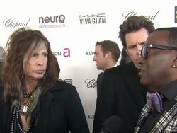 INTERVIEW - Steven Tyler, Jim Carrey, Randy Jackson at Elton John AIDS Foundation Presents 21st Annual Academy Awards Viewing Party Stock Footage