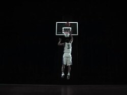  WS SLO MO Athlete dribbling putting ball in basket / Beaverton, OR, USA Stock Footage