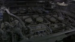 Water bubbles and foams in a chute as part of the mining process. Stock Footage