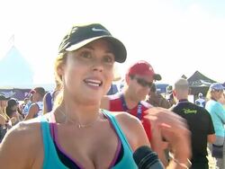 INTERVIEW - Anna Hutchison on doing the triathlon at Nautica Malibu Triathlon Presented by Equinox on 9/8/13 in Malibu, CA. Stock Footage