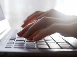 Typing On Laptop Keyboard Stock Footage