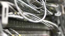 Computer Cable Network Tilt Down Stock Footage