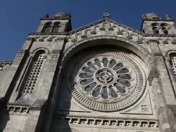 Viana do Castelo, the faÃƒÂ§ade of the basilica of Santa Luzia Stock Footage