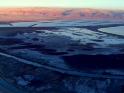  AERIAL WS TS View of sunset at dead sea / Sourn Judea Desert, Israel   Stock Footage