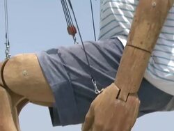 MS TU Body part of big marionette with people in 2012 yeosu world expo / Yeosu, Jeollanam-do, South Korea Stock Footage