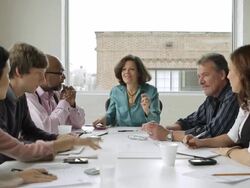  MS PAN Meeting at conference table / New York, USA Stock Footage