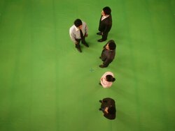 Business people forming number one  Stock Footage