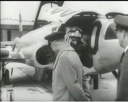 GENERAL EISENHOWER SEES AIR DEFENCE FLY-PAST News Clip