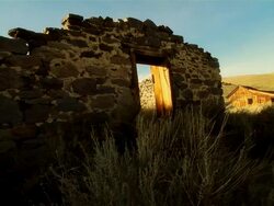 Collapsed House / Rock wall Stock Footage