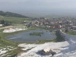 Travertines, Pamukkale (Hierapolis), Turkey Stock Footage