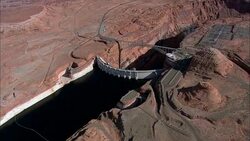 Flight With Reveal Of Glen Canyon Dam  - Aerial View - Arizona,  Coconino County,  United States Stock Footage