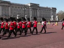Changing of The Guard at Buckingham Palace in London, with the Grenadier Guards April 2011 Stock Footage