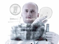 Dentist examining X-Ray image. Animation Stock Footage