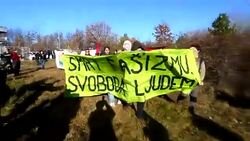 CLEAN : Protests over anti migrant fence on Croatia Slovenia border News Clip