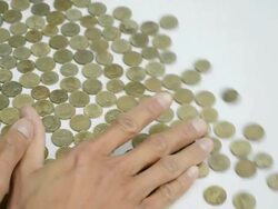 Coins falling Stock Footage
