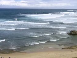 Looking over the hill landscape and the beach/sea, Barbados / Bridgetown, Saint Michael, Barbados Stock Footage