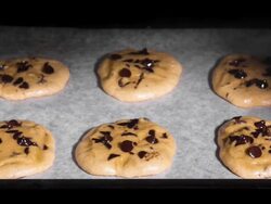 Timelapse: Chocolate Chip Cookies Baking in Oven Stock Footage
