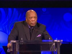 SPEECH: Quincy Jones at the The Alfred Mann Foundation's Annual Black-Tie Gala at Santa Monica CA. (Footage by WireImage Video/Getty Images Entertainment Video) Stock Footage
