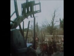 SYND 25-1-74 ARMY BUILDING BARRICADES ON SIDE OF ROADS AT BORDER AREAS IN NORTHERN IRELAND News Clip