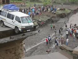 Collapsed bridge Stock Footage