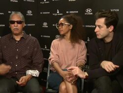 INTERVIEW: Zigaboo Modeliste & Erykah Badu & Mark Ronson at RE:GENERATION Music Project Press Interviews and Premiere on 2/9/12 in Hollywood, CA. Stock Footage
