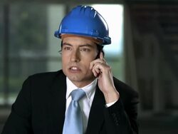 HD: Construction Manager Talking On The Phone Stock Footage