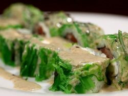 Sushi sprinkled with sesame Stock Footage