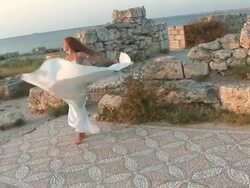 beautiful dance on the ruins Stock Footage