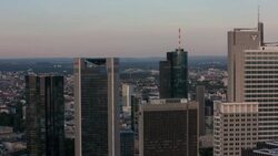 Frankfurt financial square sunset Stock Footage