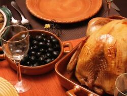 Pan over Thanksgiving Dinner Stock Footage