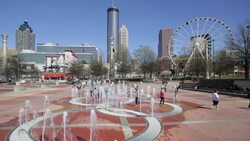 The interactive Fountain of Rings water display at Centennial Olympic Park in Atlanta, Georgia, United States of America Stock Footage