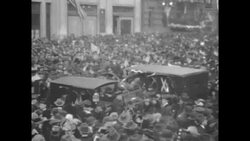 Cheering Crowds Celebrate WWI Armistace in NYC Stock Footage