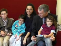 Ashya King is finishing Proton Beam Therapy Stock Footage