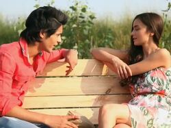 Young couple romancing in the forest, Haryana, India Stock Footage