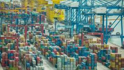 Cargo container shipping for transporation good Stock Footage