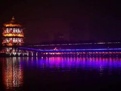 MS Shot of Chinese park at night during Spring Festival / Xian, China Stock Footage