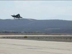 F-35B Lightning II Aircrafts Landing and Refueling at Marine Corps Air Station Miramar Stock Footage