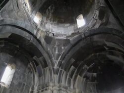 Amberd castle, interior view of the Vahramashen church Stock Footage