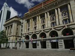 WS PAN View of general post office at Forrest Place / Perth, Western Australia, Australia Stock Footage