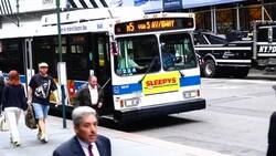MTA Buses via 5th Ave, New York City Stock Footage