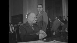General Eisenhower preparing to testify before Senate Military Affairs Committee in Washington, DC News Clip
